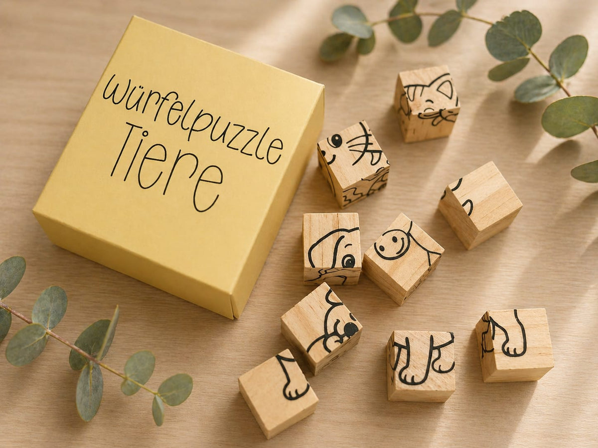 Holz Würfelpuzzle - Tiere