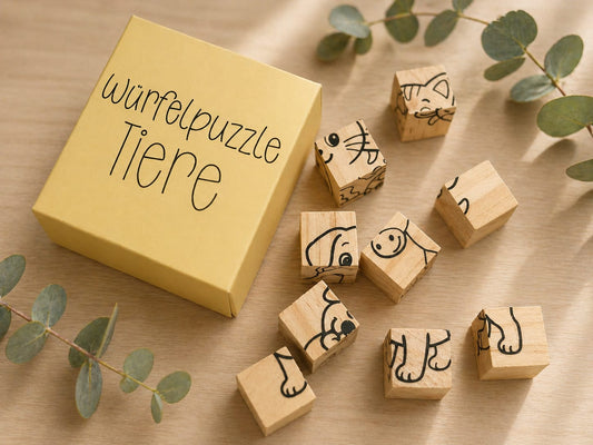 Holz Würfelpuzzle - Tiere